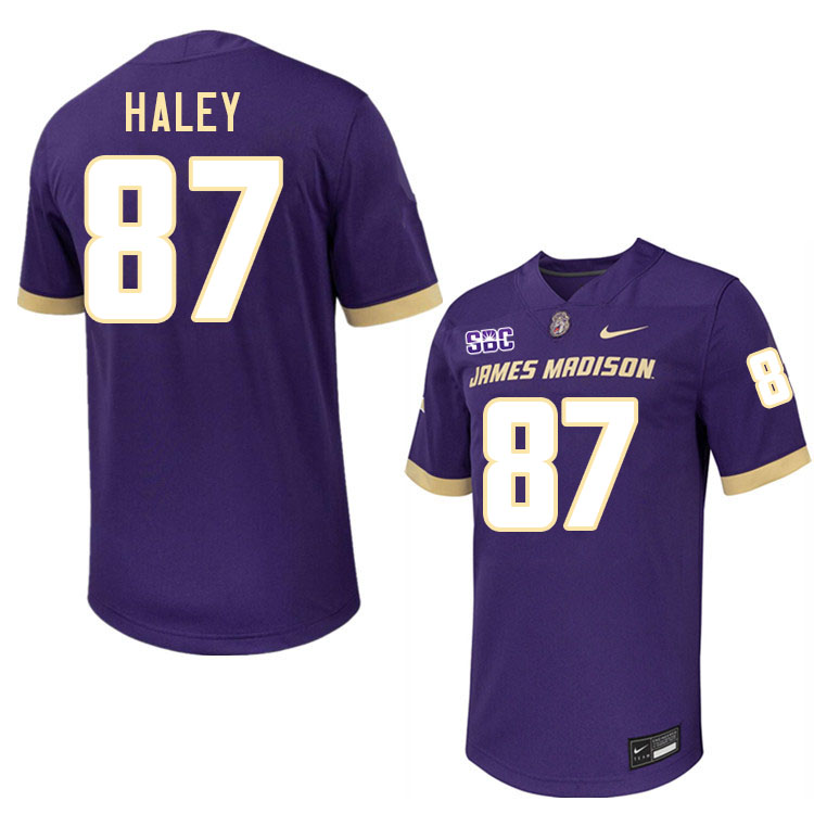 #87 Charles Haley JMU Jersey,James Madison Dukes Football Jerseys Stitched-Purple